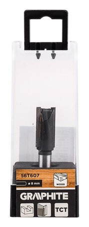 Frez do drewna prosty, dwuostrzowy, widiowy, 12 x 25 mm, trzpień 8 mm