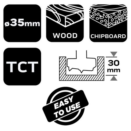 Frez puszkowy 35 mm z ogranicznikiem  + szablon