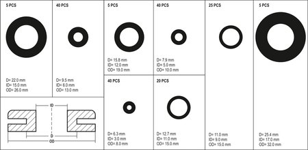 ZESTAW PRZELOTEK GUMOWYCH  180SZT MIX