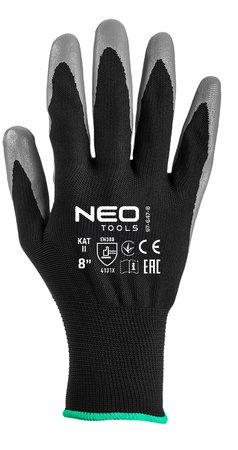 Rękawice robocze, poliester pokryty nitrylem, 4131X, rozmiar 8 (karta)