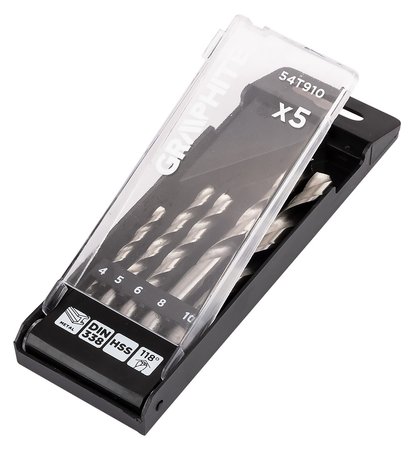 Wiertła do metalu HSS, 4 - 10 mm, zestaw 5 szt.