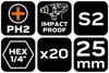 Bity udarowe PH2 x 25 mm, 20 szt.