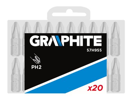 Końcówki wkrętakowe PH2 x 25 mm, 20 szt.