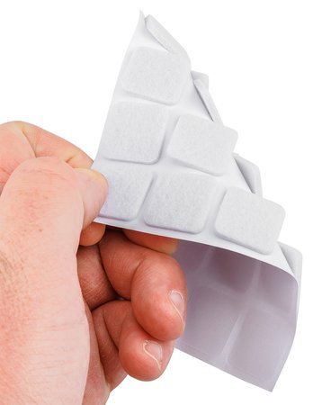 Podkładki filcowe samoprzylepne, białe 20x20 mm, 20 szt.