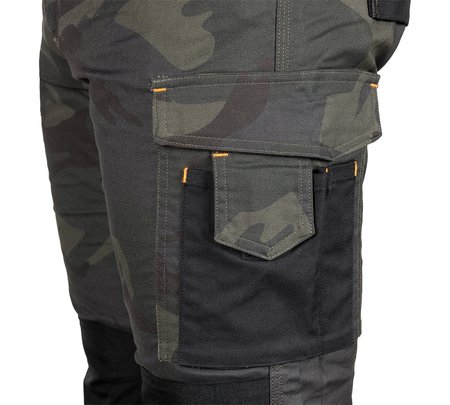 Spodnie robocze Mix&Match, Canvas, wzmocnienia z Cordury, zielone moro, rozmiar XXXL