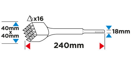 Groszkownik SDS Max 40 x 40 mm, 16 zębów