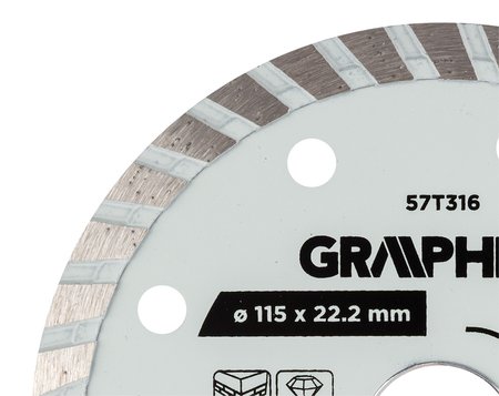 Tarcza diamentowa do cięcia turbo, 115 x 22.22 mm, na sucho i mokro