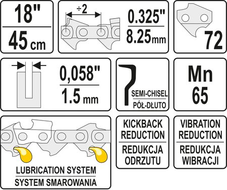 ŁAŃCUCH TNĄCY DO PILARKI 18'' .325 1.5MM 72Z