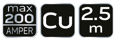 Przewody rozruchowe max. 200A x 2.5m, miedziane