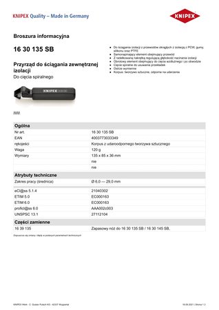 PRZYRZĄD DO ŚCIĄGANIA ZEWNĘTRZNEJ IZOLACJI 6.0-29.0MM 135MM