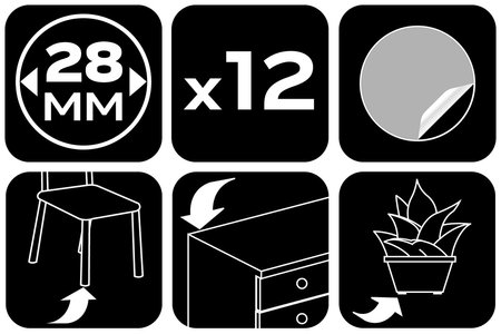 Podkładki filcowe okrągłe samoprzylepne, ciemnobrązowe 28 mm, 12 szt.