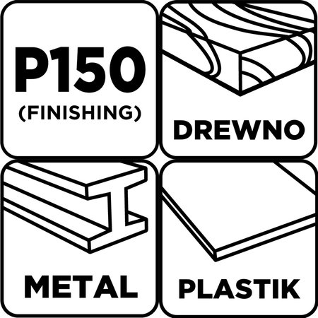 Papiery ścierne 93 x 230 mm, P150, 5 szt., bez otworów