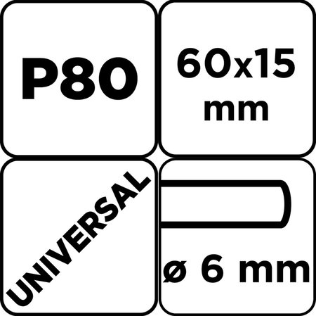 Ściernica listkowa trzpieniowa 60 x 15 x 6 mm, P80