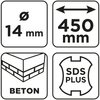 Wiertło do betonu SDS Plus z podwójną spiralą 14 x 450 mm