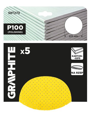 Krążki ścierne, perforowane, na rzep z otworami 225 mm, P100, 5 szt.