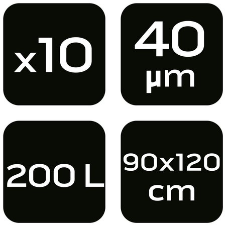 Worki na odpady 200 L, brązowe, 40 mic, 10 szt.