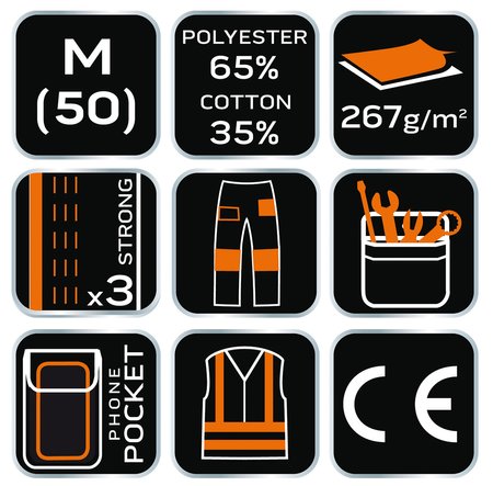 Spodnie robocze na szelkach, białe, HD, rozmiar M/50