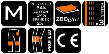 Spodnie robocze Mix&Match, Canvas, wzmocnienia z Cordury, beżowo-czarne, rozmiar M