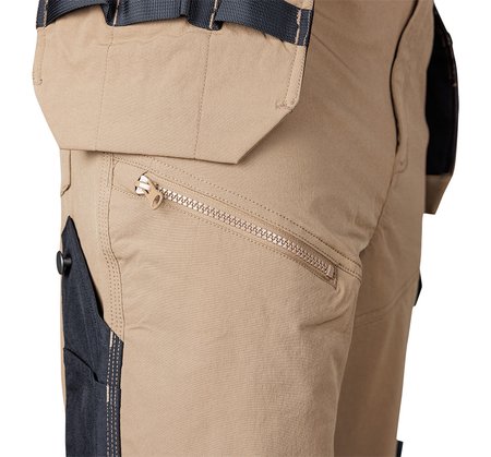 Spodnie robocze Mix&Match, 4 way stretch, z kaburami, Cordura, beżowo-czarne, rozmiar M