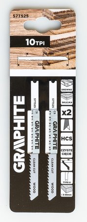 Brzeszczot do wyrzynarki, 10 TPI, HCS, uchwyt typu U, 2 szt., czyste cięcie