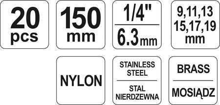 ZESTAW SZCZOTEK DO GNIAZD ŚWIEC 20 CZĘŚCI