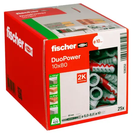 Fischer Kołek Uniwersalny Długi DuoPower 10x80 (25 szt.) 538252