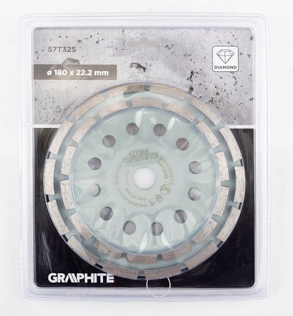 Tarcza diamentowa szlifierska, 2 segmenty, 180 x 22.2 mm, na sucho