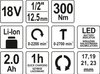 KLUCZ UDAROWY 18V 1/2'' 300NM 2.0AH