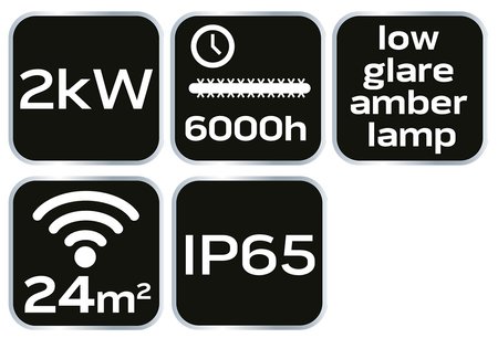 Promiennik 2000W, IP65, element grzejny low glare amber lamp