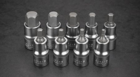 Końcówki sześciokątne na nasadce 55 mm, zestaw 9 szt.