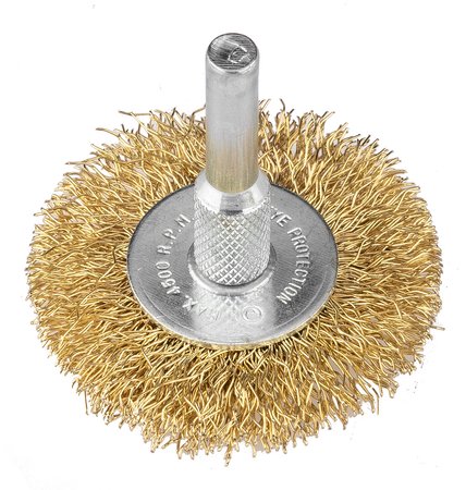 Szczotki druciane tarczowe, drut karbowany, mosiądzowany, 25, 38, 50, 63, 75 mm, 5 szt.