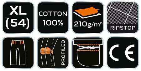 Spodnie robocze PREMIUM, 100% bawełna, ripstop, rozmiar XL