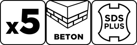 Zestaw wierteł do betonu SDS Plus z podwójną spiralą 5, 6 x 110 mm, 6, 8, 10 x 160 mm, zestaw: 5