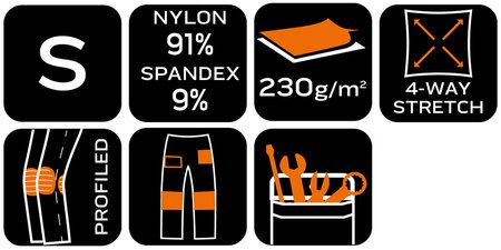 Spodnie robocze Mix&Match, 4 way stretch, z kaburami, Cordura, szaro-czarne, rozmiar S