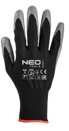 Rękawice robocze, poliester pokryty nitrylem, 4131X, rozmiar 7 (karta)