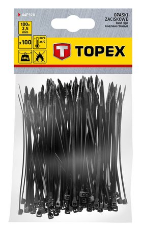 Opaski zaciskowe 2.5 x 100 mm, 100 szt., czarne