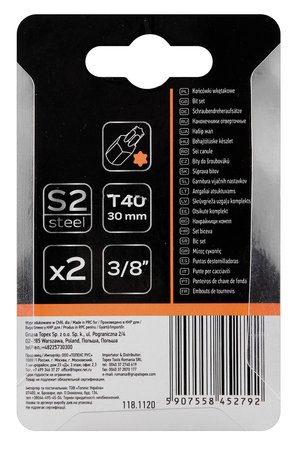 Końcówka TORX T40 x 30 mm, S2 x 2 szt.