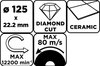 Tarcza diamentowa do cięcia pełna, 125 x 22.2 mm, na mokro