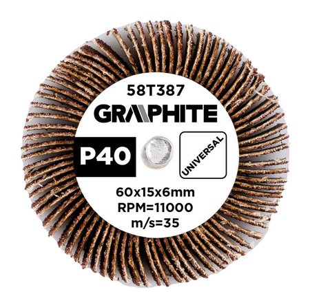 Ściernica listkowa trzpieniowa 60 x 15 x 6 mm, P40