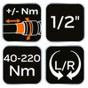 Klucz dynamometryczny dwukierunkowy 1/2", 40-220Nm
