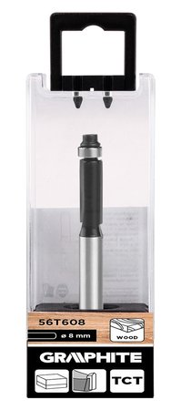 Frez do drewna prosty z łożyskiem, widiowy, 8 x 19 mm, trzpień 8 mm