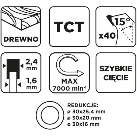 Tarcza do pilarki, widiowa, 250 x 30 mm, 40 zębów