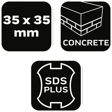 Groszkownik SDS Plus 35 x 35 mm, 16 zębów