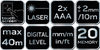 Dalmierz laserowy, zasięg 40 m, ekran dotykowy