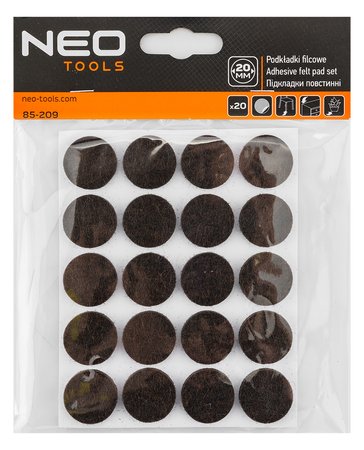 Podkładki filcowe okrągłe samoprzylepne, ciemnobrązowe 20mm, 20 szt.