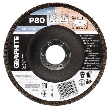 Ściernica listkowa 125 x 22.2 mm, P80