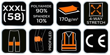 Spodnie robocze PREMIUM,4 way stretch, czarne, rozmiar XXXL