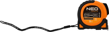 Miara zwijana stalowa Super Black 3 m x 16 mm, auto blokada, dwa przyciski stop, magnes