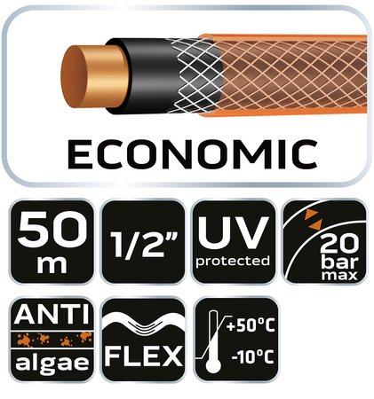 Wąż ogrodowy 1/2" x 50 m,  4-warstwowy NEO ECONOMIC