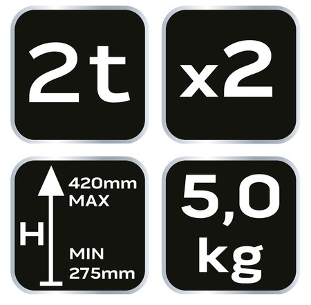 Podstawki pod samochód 2 t, 278-423 mm